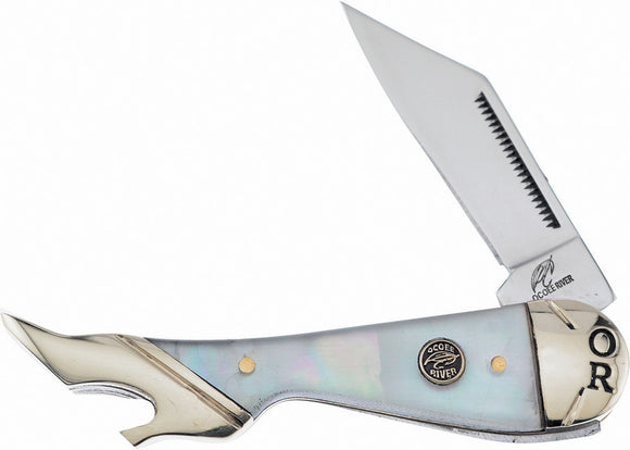 Frost Cutlery Leg Salt Water Mother of Pearl Folding Stainless Knife C183SMOP