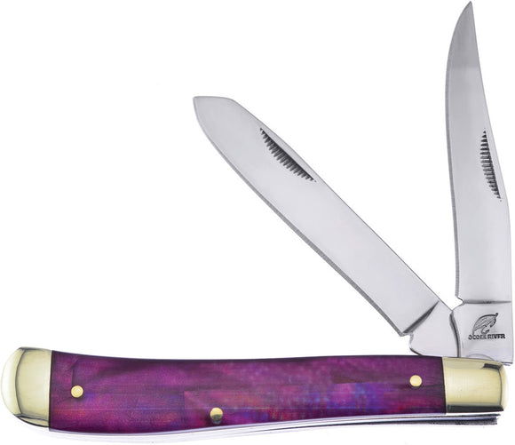 Frost Cutlery Mini Trapper Purple MOP Handle Stainless 2 Blade Knife 508PMOP