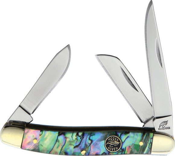 Frost Cutlery Mini Stockman Abalone Folding Stainless Pocket Knife C509AB