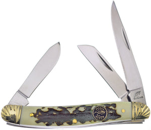 Frost Cutlery Stockman Stag Bone Resin Folding Stainless Pocket Knife C509SBR