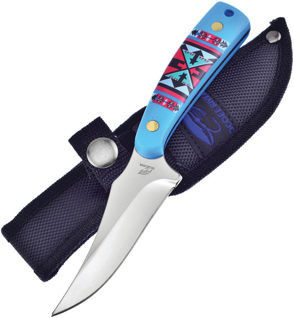 Frost Cutlery Aztec Primal Art Blue Skinner Fixed Blade Knife C534ABL