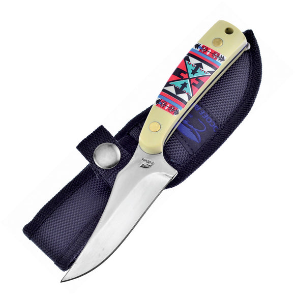 Frost Cutlery Aztec Primal Art White Skinner Fixed Blade Knife C534AW