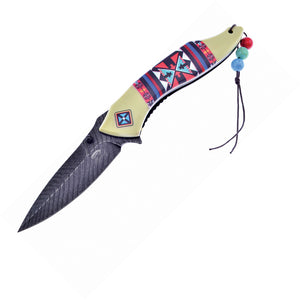 Frost Cutlery Linerlock A/O White Aztec Primal Art Folding Knfie C534FW