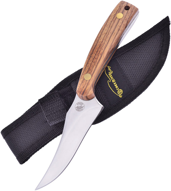 Frost Cutlery Zebra Wood Stainless Skinner Fixed Blade Knife w/ Sheath C534ZW
