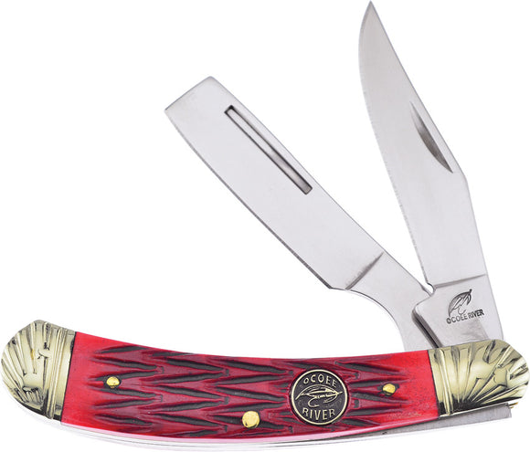 Frost Cutlery Razor Slip Joint Red Bone Folding Stainless Pocket Knife OC551RJB