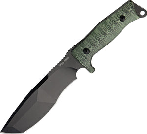 Fox Trapper 12" Green & Black Micarta Handle Fixed Blade Knife w/ Sheath 132MGT