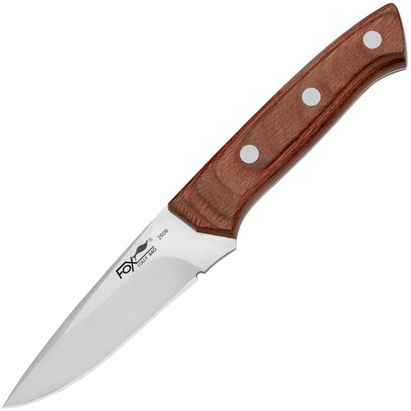 Fox Campeggio Fixed Blade Knife Brown Pakkawood 440 Stainless Clip Pt Blade 2606