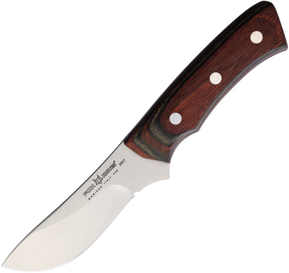 Fox European Hunter Fixed Blade Knife Brown Pakkawood 440C Stainless Blade 2607