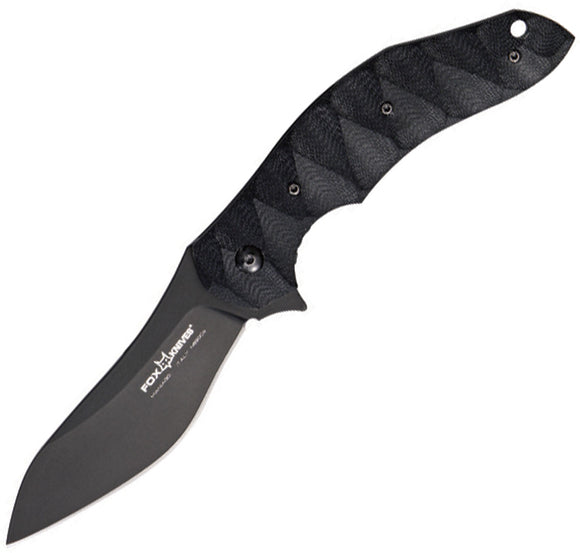 Fox Anso Flipper Linerlock Black G10 Handle N690Co Recurve Folding Knife 302G10