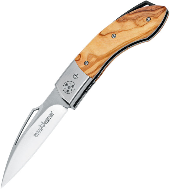 Fox Dream Catcher Linerlock Olive Wood Folding Bohler N690 Pocket Knife 440OL