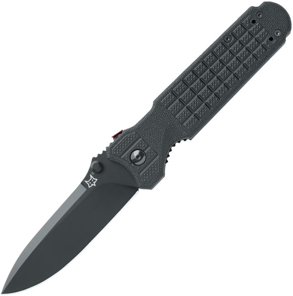 Fox Predator II Pocket Knife Black Froprene Folding N690 Black Blade 446B
