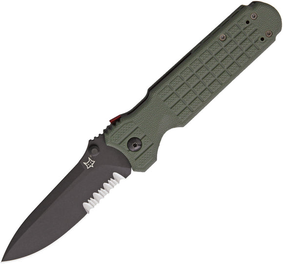 Fox Predator OD Green Grenade Block Linerlock Black Folding Combo Knife 446ODS