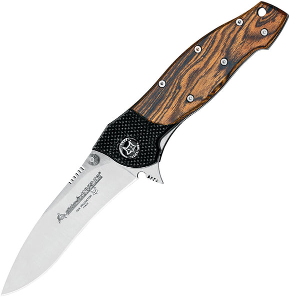 Fox Invader Linerlock Brown Bocote Wood Folding 440C Steel Pocket Knife 460B