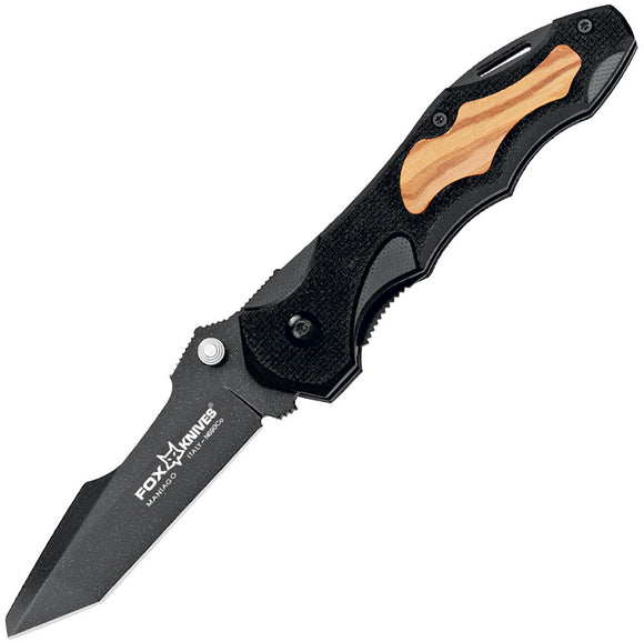 Fox Kiowa Linerlock Black & Tan Stainless Folding Bohler N690 Pocket Knife 476OL