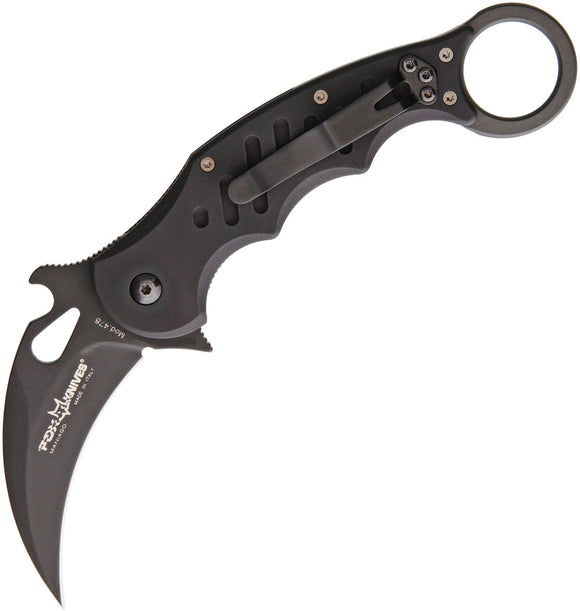 Fox Karambit Black Smooth Aluminum Folding Stainless Pocket Knife 478B