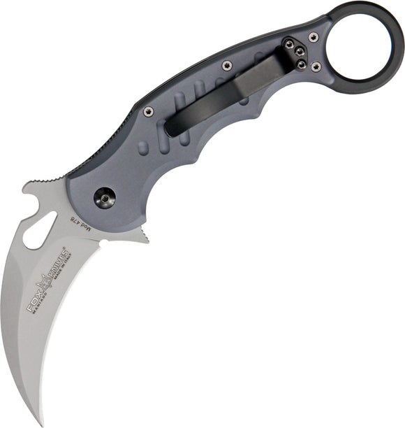 Fox Karambit Linerlock Gray Anodized Aluminum Handle N690Co Folding Knife 478