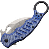 Fox Karambit Blue Twill G10 + Carbon Fiber Inlay Linerlock N690 Folding Knife 479 bltsw