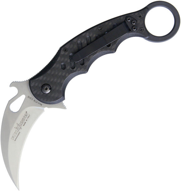 Fox Karambit Carbon Fiber & Black G10 Linerlock Stonewashed N690 Folding Knife 479cgsw