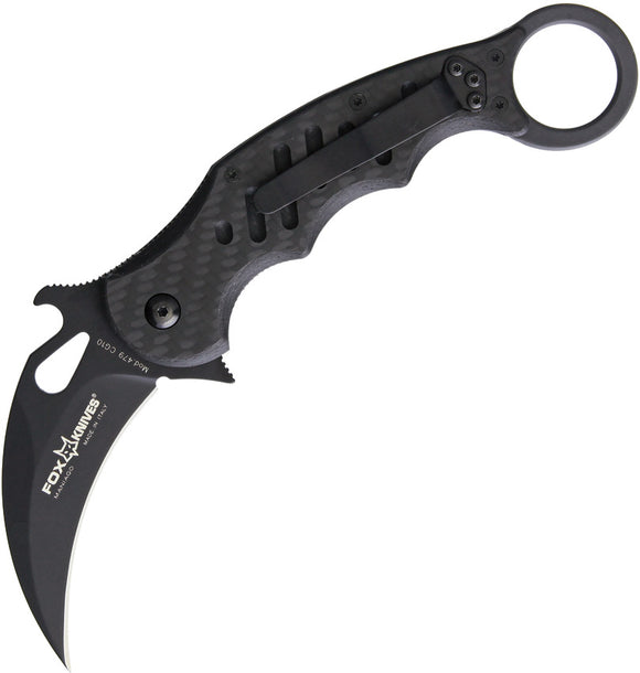Fox Karambit Carbon Fiber & Black G10 Linerlock N690 Folding Knife 479cg10