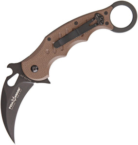 Fox Karambit Dark Earth G10 Linerlock Folding N690 Black Knife 479e