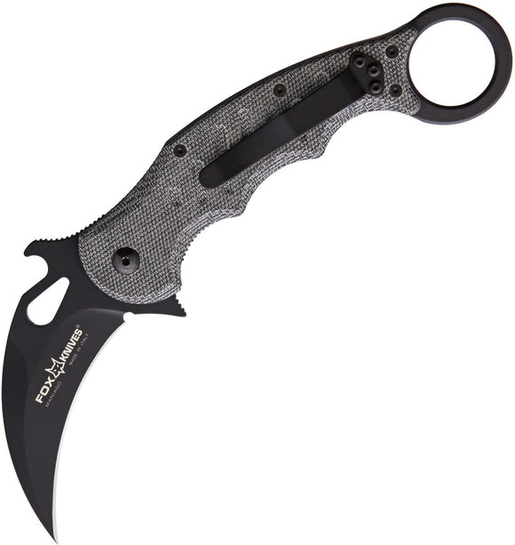 Fox Karambit Black Linen Micarta Linerlock Black N690 Folding Knife 479mib