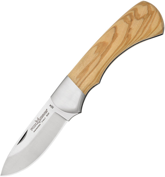 Fox Traditional Slip Joint Olive Wood Handle Stainless Drop Pt Folding Knife 524