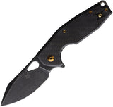 Fox Yaru Linerlock Black & Gold CF Folding Bohler M390 Pocket Knife 527LICF