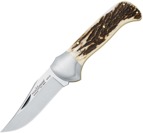Fox Forest Fixed Blade Knife Brown Stag Bohler N690 Stainless Drop Point 576CE