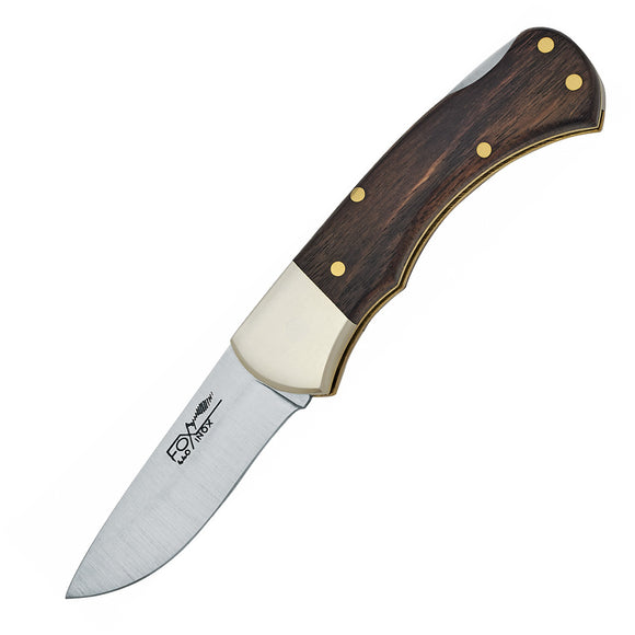 Fox Silver Collection Lockback Rosewood Handle 440A Stainless Folding Knife 591