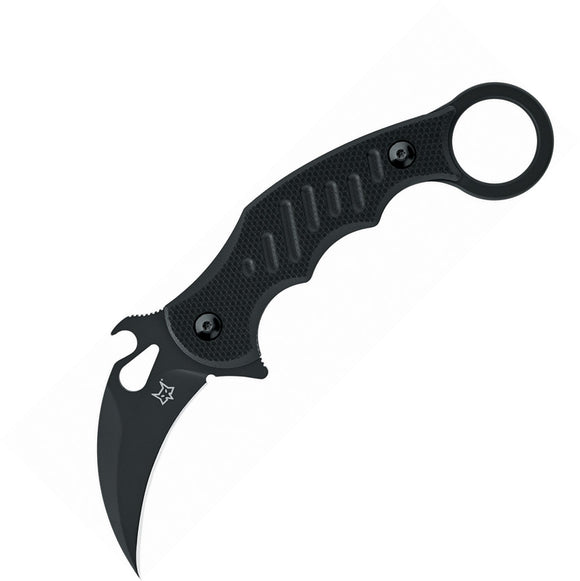 Fox Karambit Fixed Blade Knife Black G10 Bohler N690 Black Drop Point 598