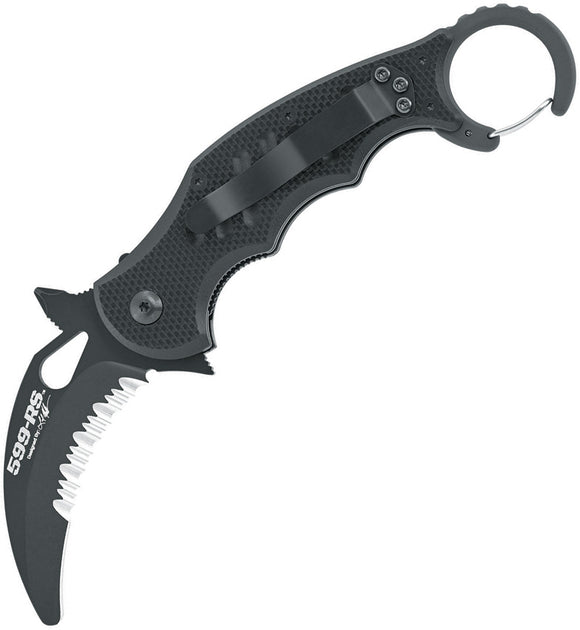 Fox Rescue Pocket Knife Black G10 Linerlock Folding N690 Karambit 599RS
