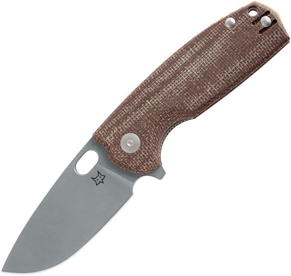 Fox Core Linerlock Brown Micarta Folding Bohler N690 Drop Pt Pocket Knife 604MBR