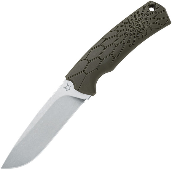 Fox Core OD Green Polypropylene Becut Steel Fixed Blade Knife w/ Belt Sheath 605OD
