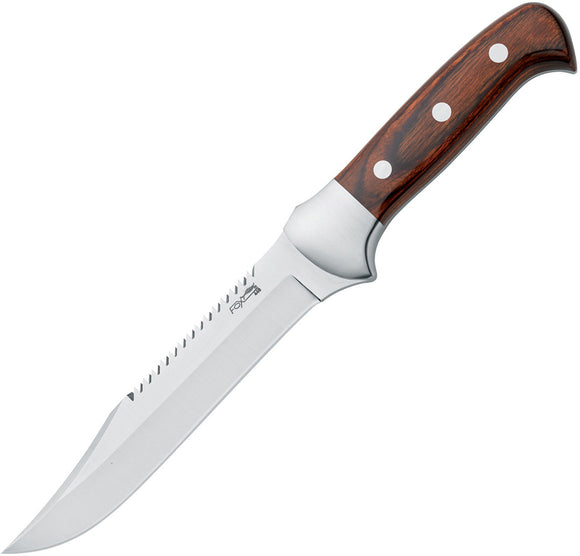 Fox Forest Fixed Blade Knife Brown Pakkawood 440C Stainless Drop Point 612