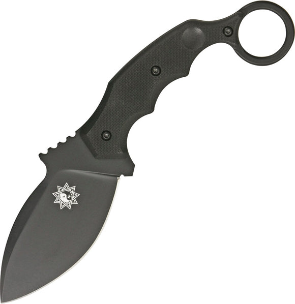 Fox Parong Fighting Black G10 Handle N690Co Stainless Fixed Knife w/ Sheath 637T