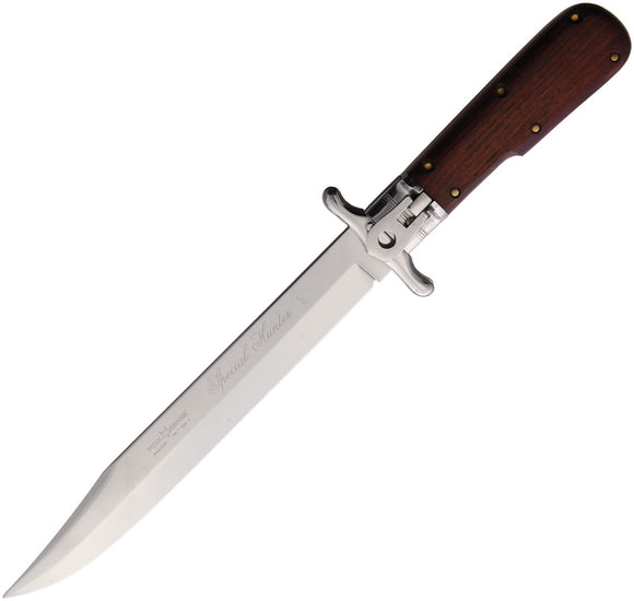 Fox Special Hunter Fixed Blade Knife Brown Wood 440 Stainless Blade w/Sheath 647