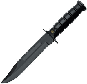 Fox Military Explorer 12.25" Black Carbon Steel Fixed Knife w/ Belt Sheath 69118