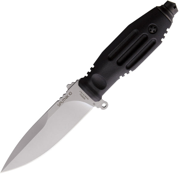 Fox Sputnik 10 Smooth Black TPR Bohler N690 Fixed Blade Knife w/ Belt Sheath 810B