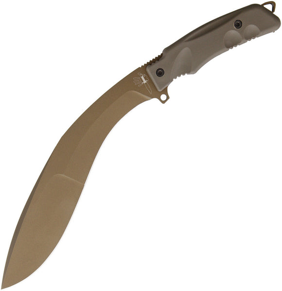 Fox Exteme Tactical Kukri Bronze Tan Handle N690Co Fixed Knife Machete 9CM04BT