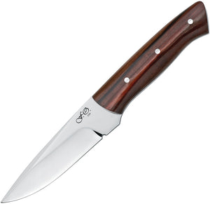 Fox Puukox Brown Wood Stainless Fixed Blade Knife w/ Belt Sheath CT2606