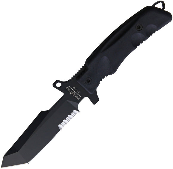 Fox Predator 1 Black Bohler N690 Serrated Fixed Blade Knife w/ Belt Sheath P1B