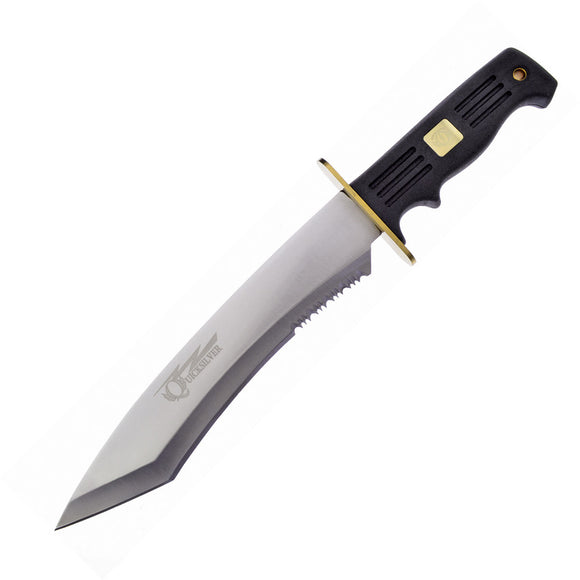 Frost Cutlery Bowie Black 50/50 Part Serrated Fixed Blade Knife QS579