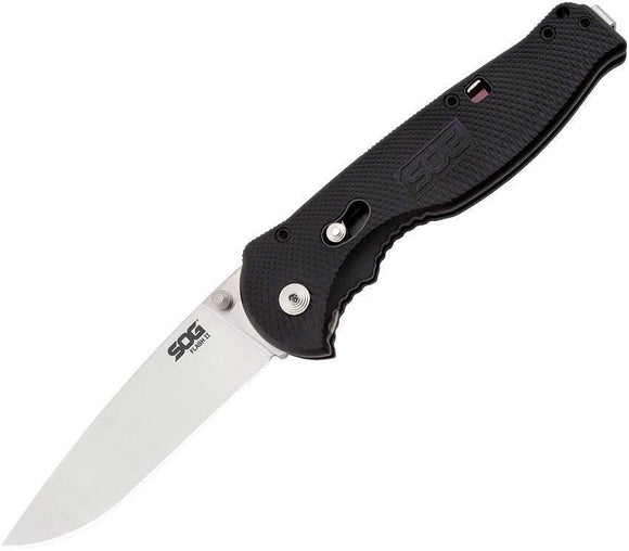 SOG Knives Flash II A/O Folding Satin Drop Blade Black GRN Handle Knife