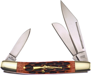 Frost Cutlery Wrangler Brown Jigged Bone Folding Stainless Pocket Knife P112BRJB