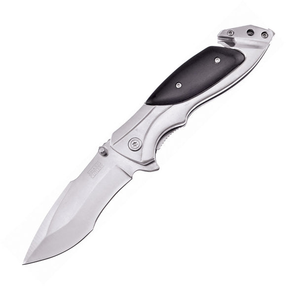 Frost Cutlery Linerlock A/O Black & Silver Belt Cutter Folding Knife HP131BPW