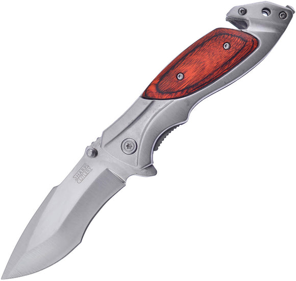 Frost Cutlery Linerlock A/O Rosewood & Silver Belt Cutter Folding Knife HP131RW