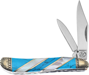 Frost Cutlery Peanut Turquoise MOP Mother of Pearl Folding Knife HS107TURMP