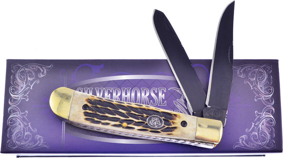 Frost Cutlery Trapper Torched Jigged Bone Folding Stainless Pocket Knife HS108BT