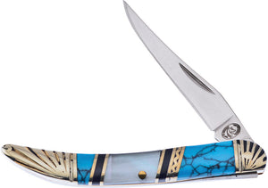 Frost Cutlery Toothpick Turquoise & MOP Folding Stainless Pocket Knife HS109BBW