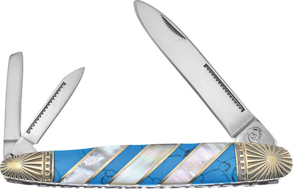 Frost Cutlery Whittler Turquoise MOP Mother of Pearl Folding Knife HS518TURMP